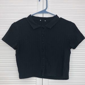 Cotton on button up collared crop top back size medium